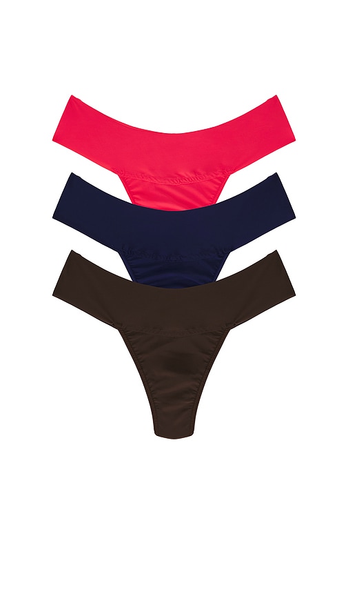 Hanky Panky 3 Natural Rise Thongs In Multi