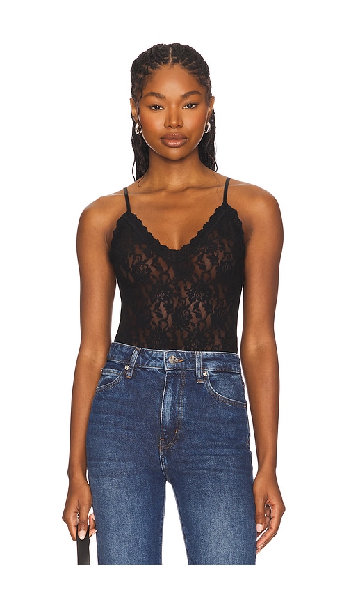 Signature Lace? & Retro Lace Thong Back Bodysuit in Black. - size S (also in L, M)