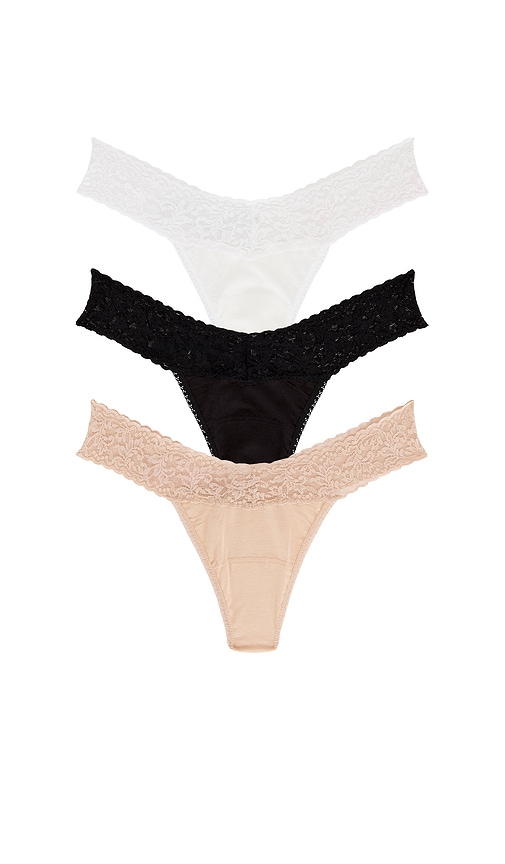 Supima Cotton? Low Rise Thong 3 Pack in Black.