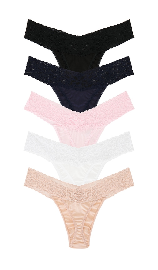 Hanky Panky Cotton Low Rise Thong 5pk Bwcn In Multi