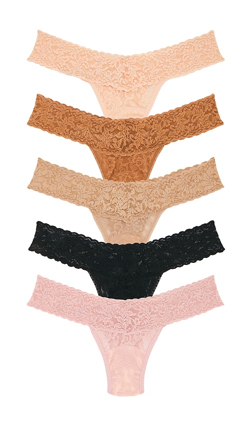 Hanky Panky Signature Lace Low Rise 5 Packs in Brown,Pink.