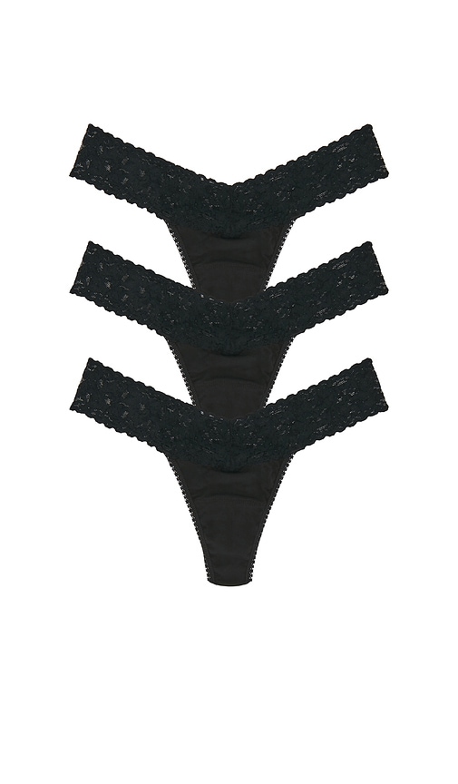 Hanky Panky Multipacks Supima Cotton Low Thong 3 Packs in Black