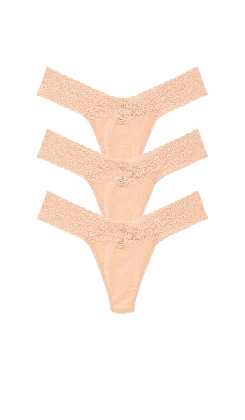 Hanky Panky Multipacks Supima Cotton Low Thong 3 Packs in Nude.