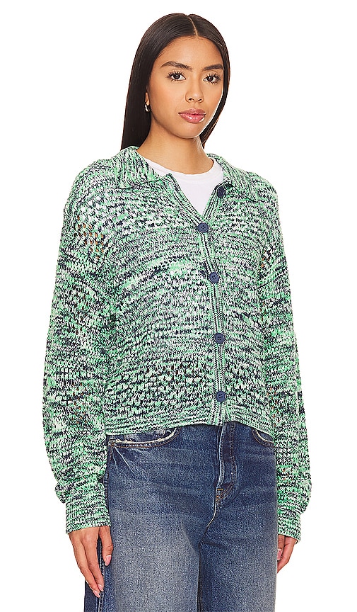 Shop Monrow Space-dye Crochet Cardigan In 混绿色