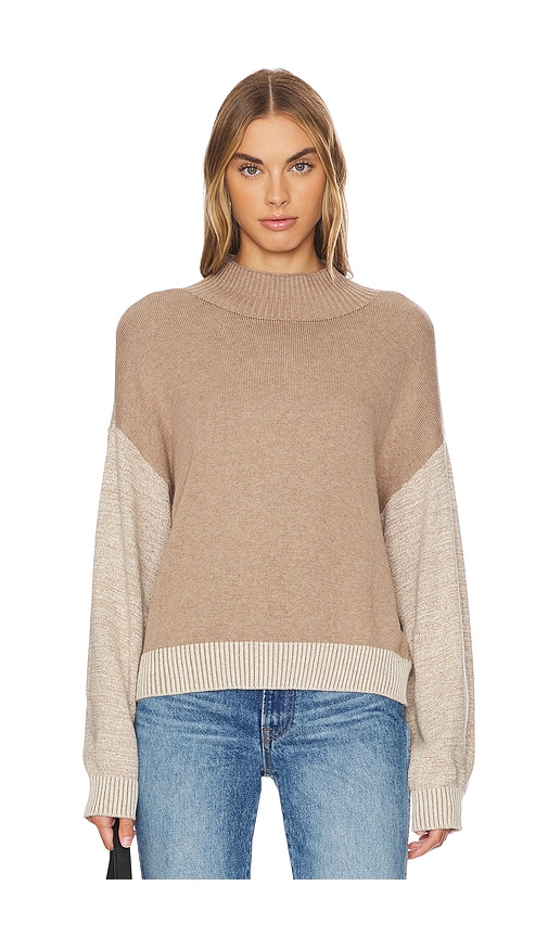 Shop Monrow Organic Cashmere Funnel Sweater In Walnut