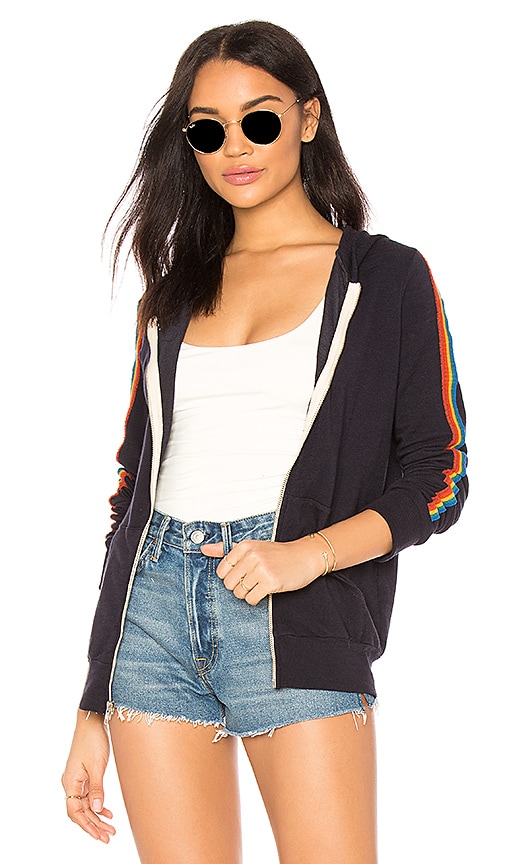 Rainbow Stripe Zip Up Hoodie