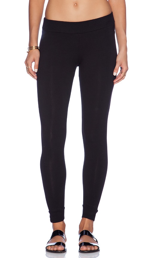 MONROW Heavy Stretch Cotton Yoga Leggings in Black