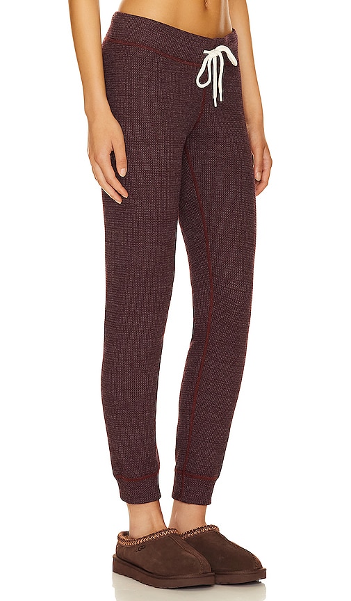 Shop Monrow Thermal Cuff Sweat In Merlot