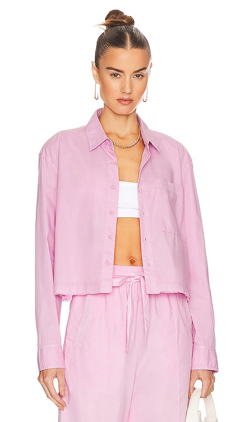 Shop Monrow Poplin Shirt In Pink Lavender