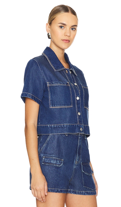 MONROW SOFT DENIM SHIRT SLEEVE SHORT 