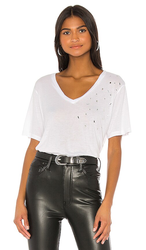Oversized V Neck Rhinestone Tee