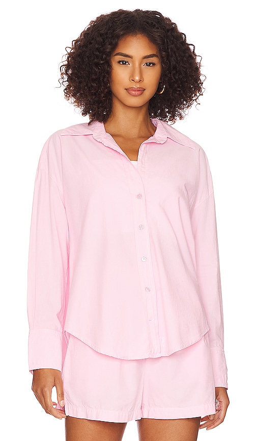 Shop Monrow Stretch Poplin Shirt In Orchid Pink