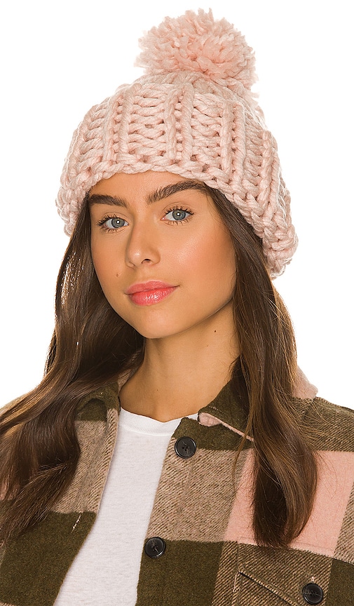Hat Attack Chunky Knit Pom Hat in Pale Pink REVOLVE