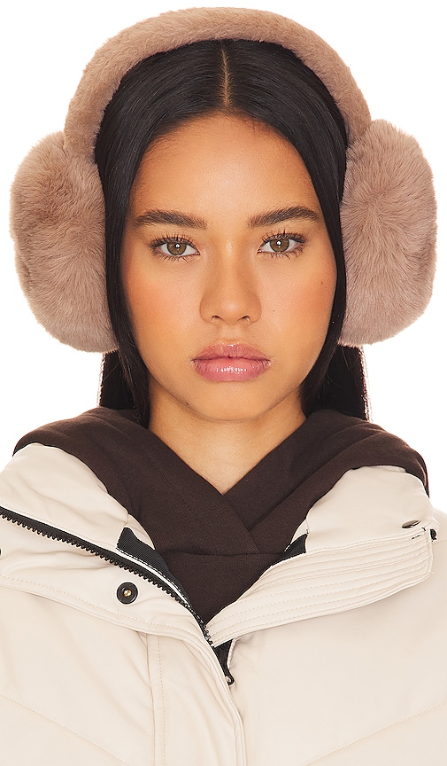 Hat Attack Oversized Faux Fur Earmuff In Taupe