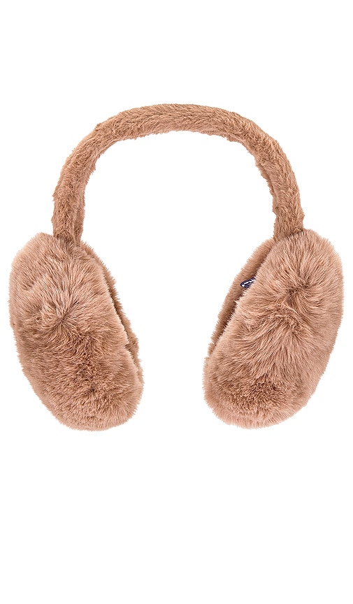 Shop Hat Attack Oversized Faux Fur Earmuff In Taupe