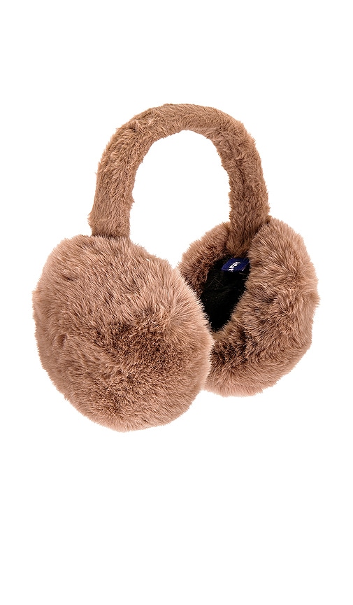  Hat Attack Oversized Faux Fur Earmuff In Taupe. 