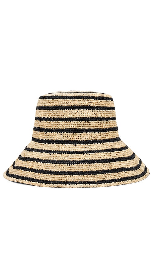 Shop Hat Attack Chic Crochet Bucket In 自然色 & 黑色条纹