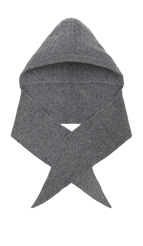 Hat Attack Cable Hooded Scarf In Grey