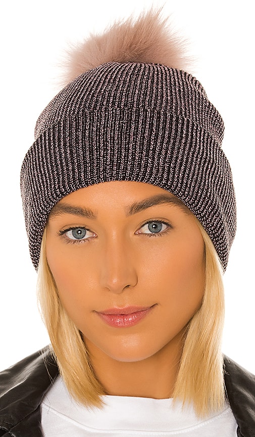 Sparkle Fur Pom Beanie