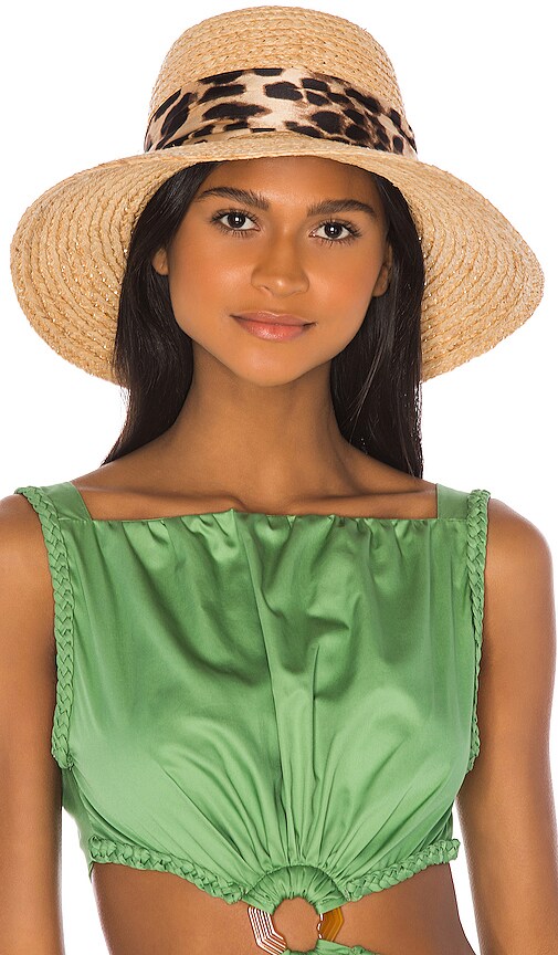 Hat Attack Canopy Hat in Natural & Leopard REVOLVE