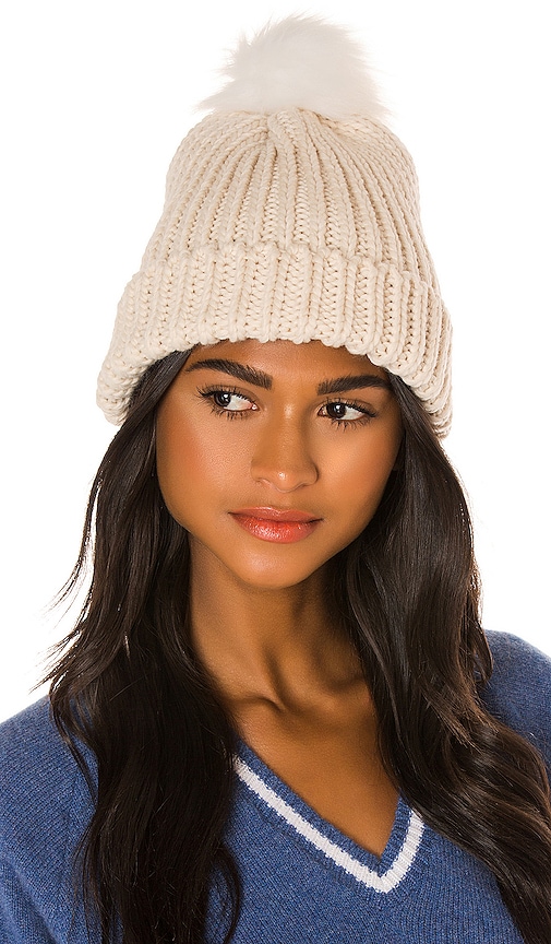 Hat Attack Bryce Faux Fur Beanie in Ivory | REVOLVE display picture 1