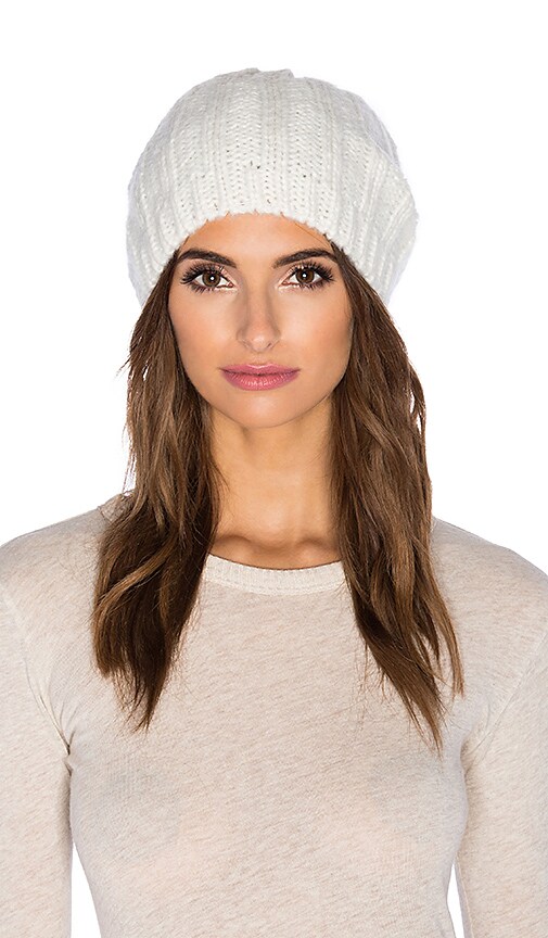 Hat Attack Rib Slouchy Beanie in Ivory 