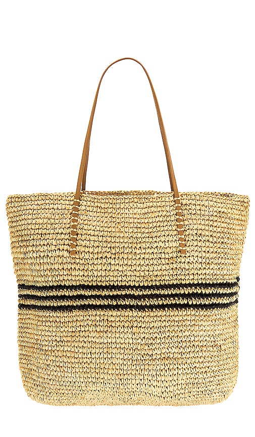 Hat Attack Luxe Stripe Tote in Natural and Black | REVOLVE