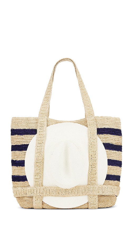 Hat Attack Original Straw Traveler Bag in Natural & Navy