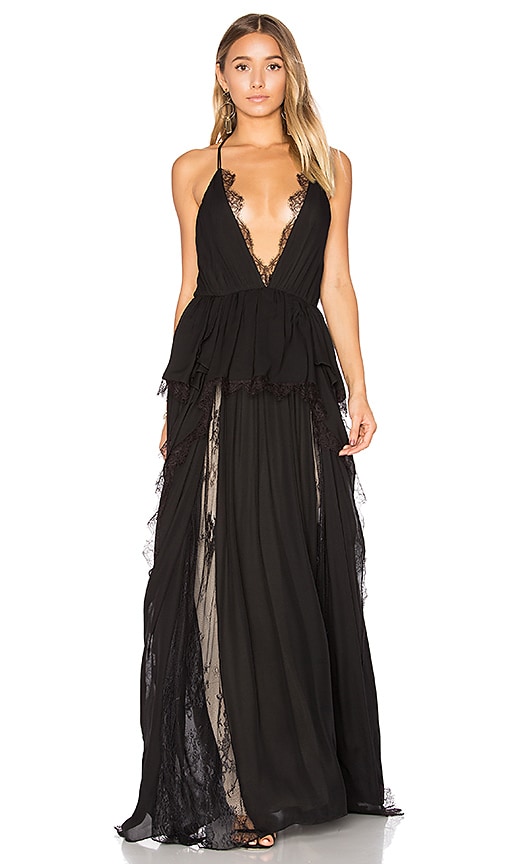 Haute Hippie Waterfall Gown in Black REVOLVE