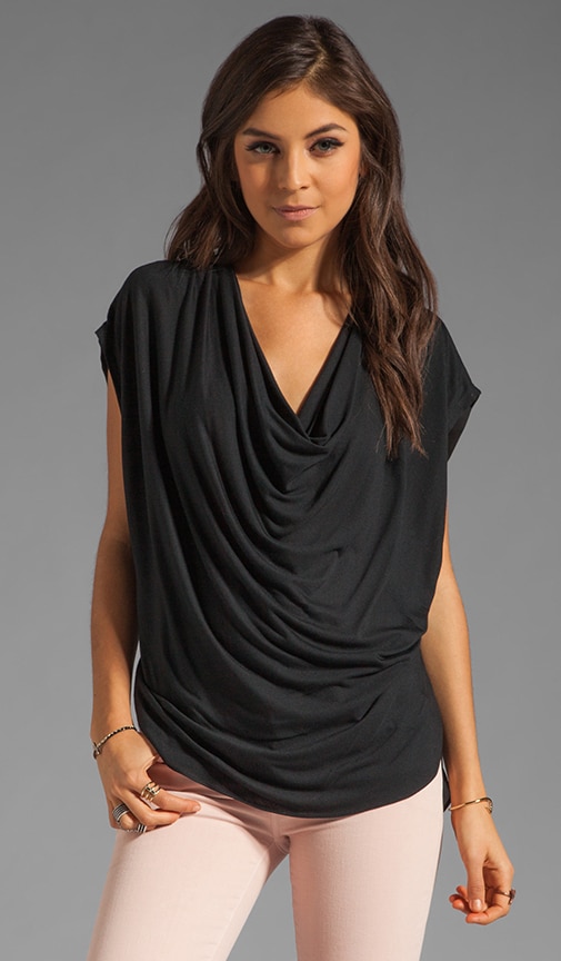Drape Front Tee with Silk Back