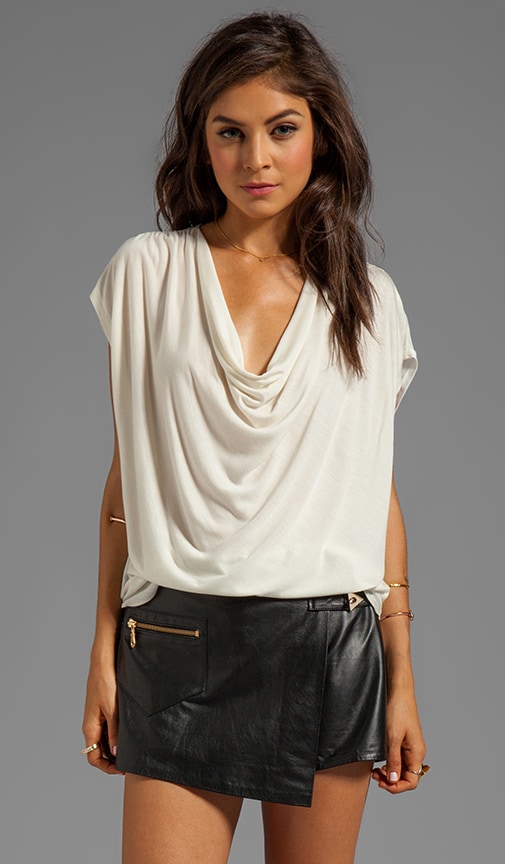 Drape-Front Tee with Silk Back