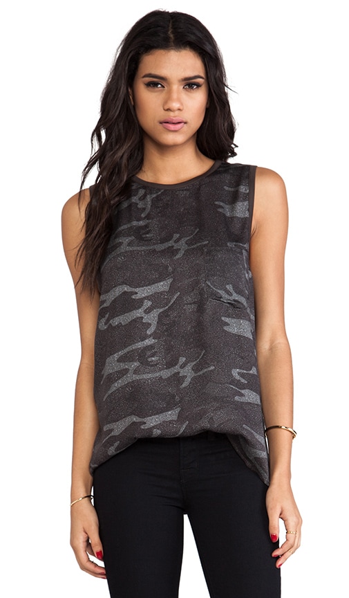 Leather Trim Muscle Tank