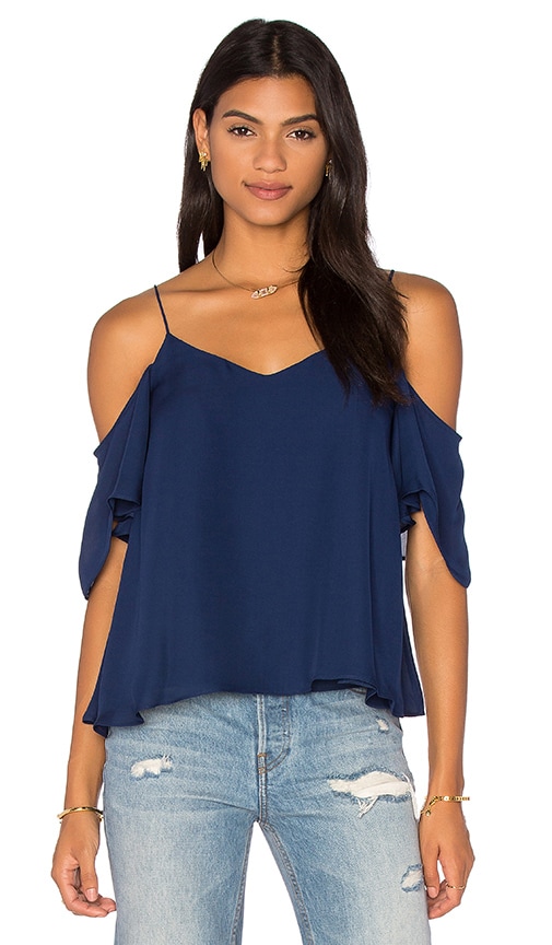 Button Back Cold Shoulder Blouse