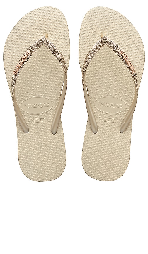 Havaianas Slim Sparkle Sandal in Beige 
