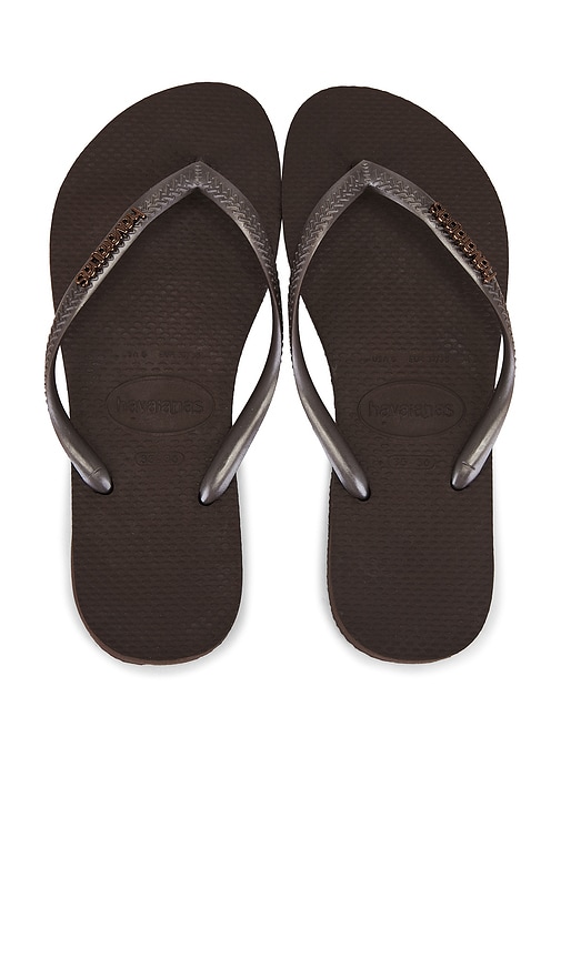 Slim Logo Metallic Sandal in Chocolate. - size 35/36 (also in 41/42)