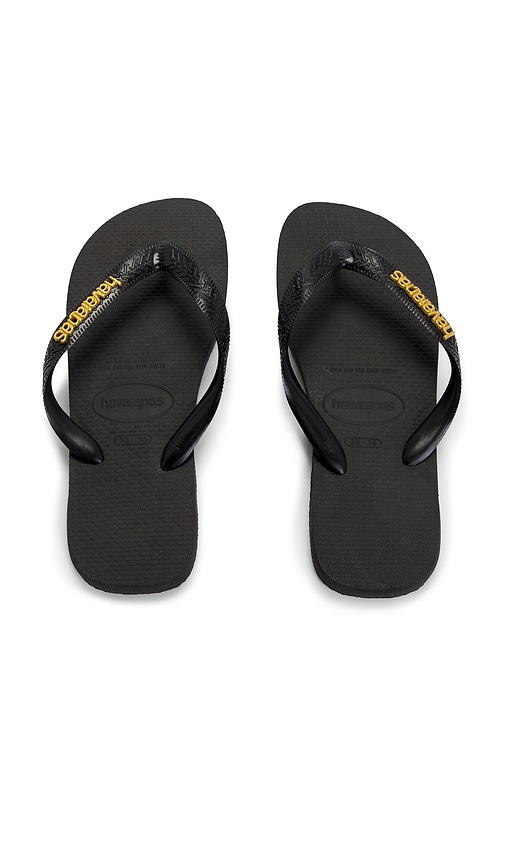 Havaianas Top Logo Metallic Sandal In Black