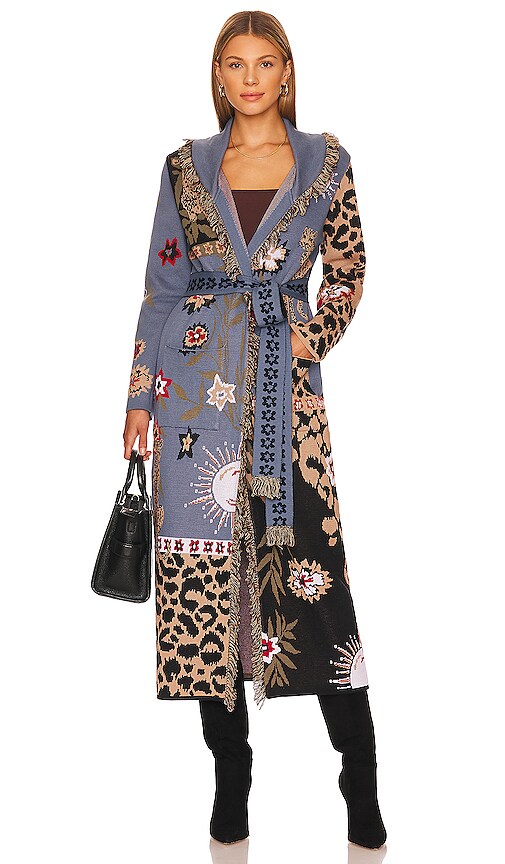 Hayley Menzies Enchanted Leopard Jacquard Duster in Navy & Black