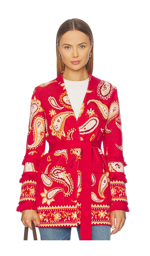 Hayley Menzies Jude Jacquard Cardigan In Red