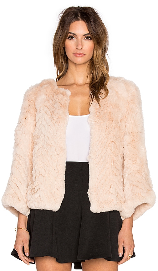 Adrienne Landau Faux Fox Fur Short Jacket in White