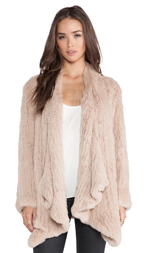 H Brand Ashleigh Rabbit Fur Coat in Camel | REVOLVE