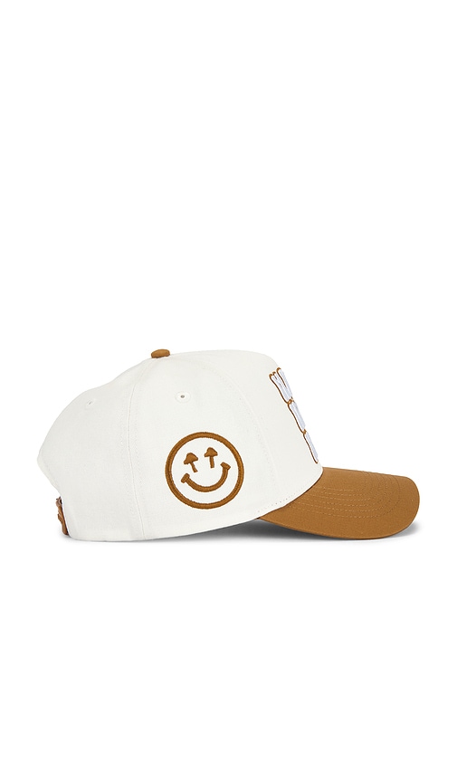  Happy Caps Stacked Bubble Logo Two Tone 5 Panel Hat In Brown,white. 