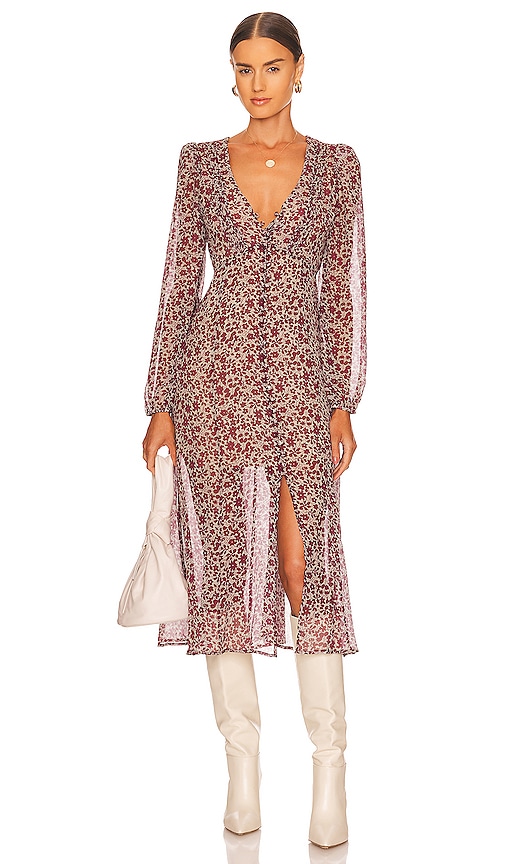 HEARTLOOM Ambrosia Midi Dress in Merlot
