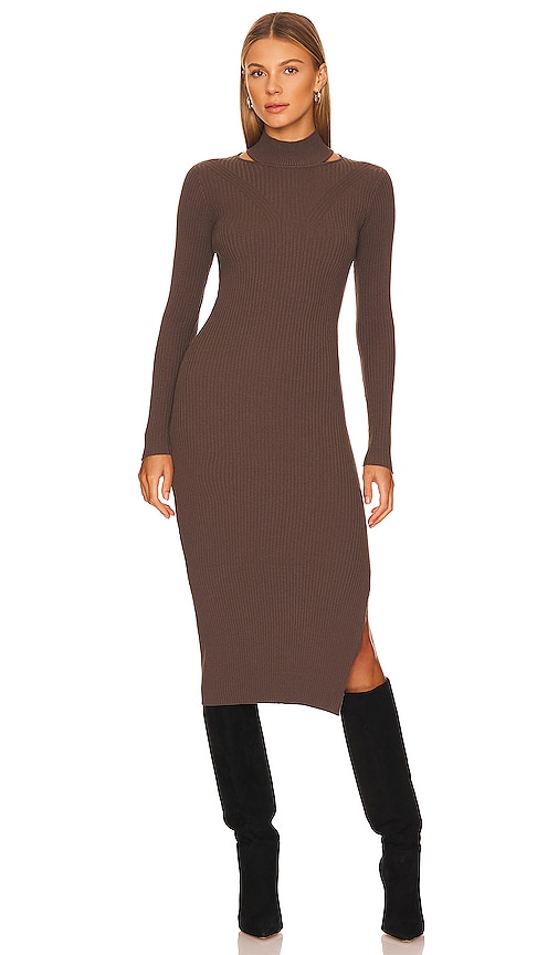 Astr The Label Abilene Turtleneck Long Sleeve Sweater Midi Dress - Xs