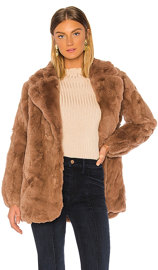 HEARTLOOM Luna Fur Coat in Toffee | REVOLVE