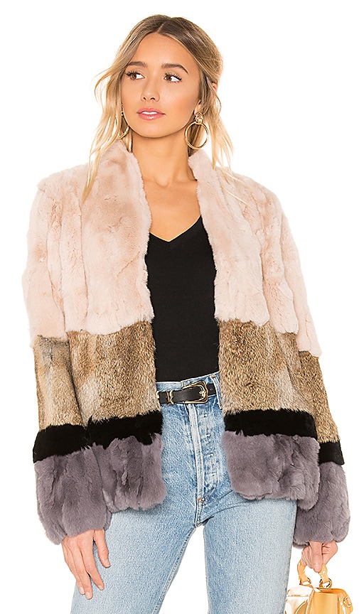 Heartloom selling Colorblock Fur Bomber Jacket size Small