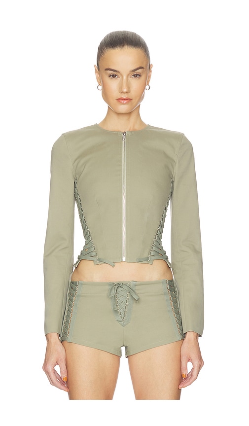 Haelo Lace Up Jacket In Green