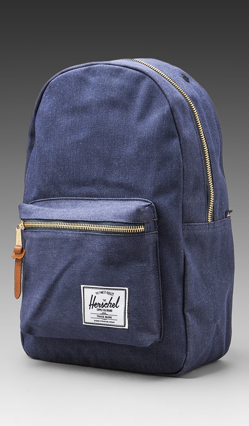 blue denim backpack