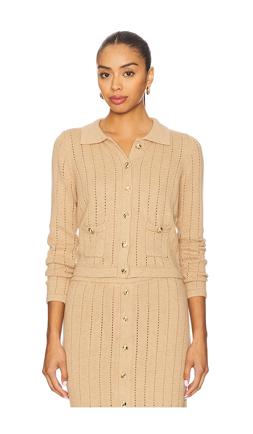 Hevron Nanette Cardigan In Neutral