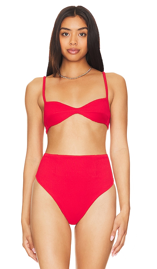 Haight Monica Ribbed Bikini Top In Red Shift