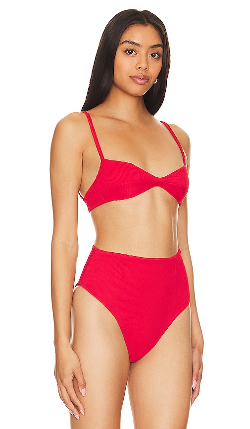 Shop Haight Monica Ribbed Bikini Top In Red Shift